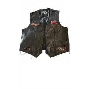 Woman's Black Leather Motorcycle Vest